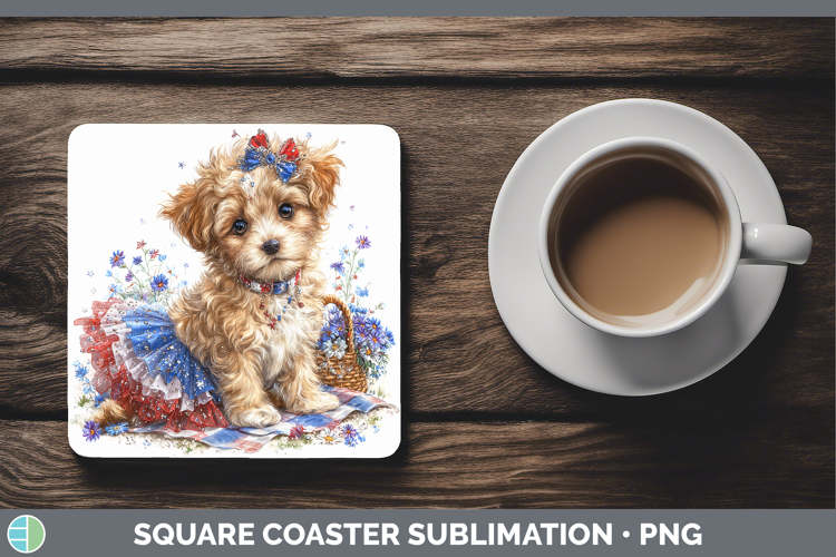 Dogs 05 Patriotic Double Doodle Square Coaster Sublimation C