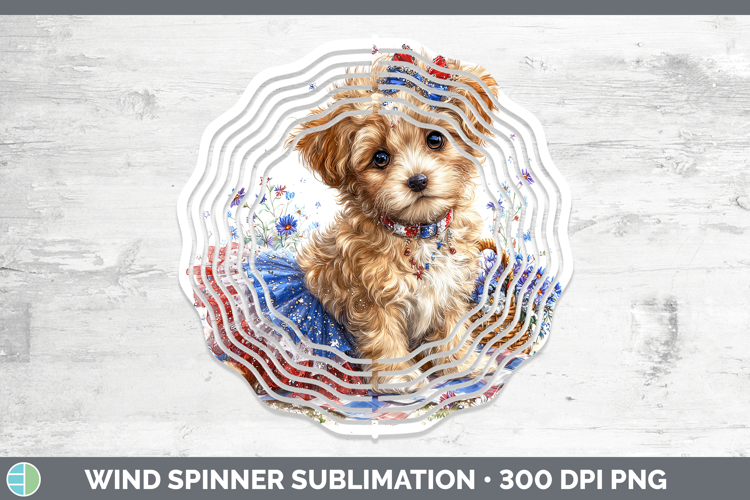 Dogs 05 Patriotic Double Doodle Wind Spinner Sublimation Spi