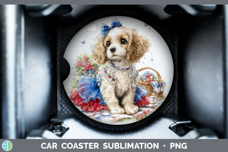 GorgeousDogs 05 Patriotic Car Coaster design.