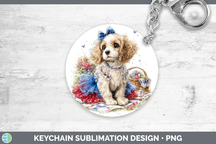 Dogs 05 Patriotic English Cocker Spaniel Keychain Sublimatio