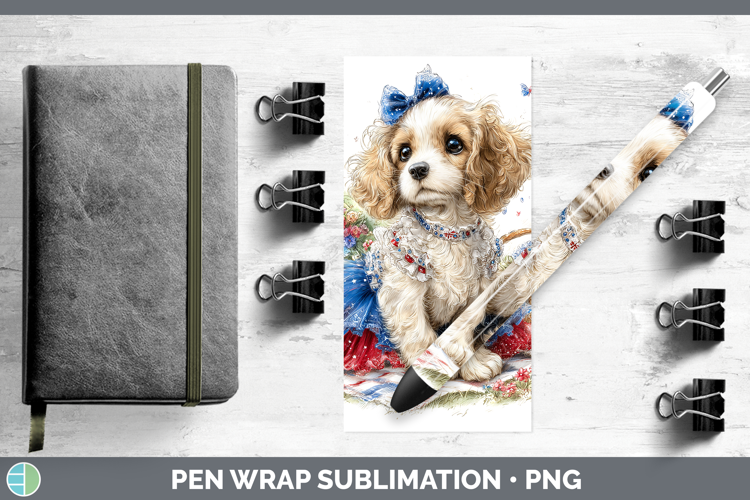 Dogs 05 Patriotic English Cocker Spaniel Pen Wrap Sublimatio