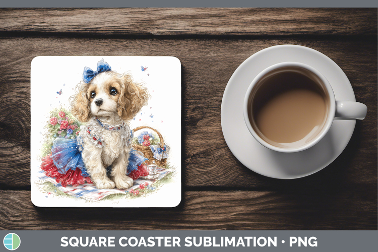 Dogs 05 Patriotic English Cocker Spaniel Square Coaster Subl