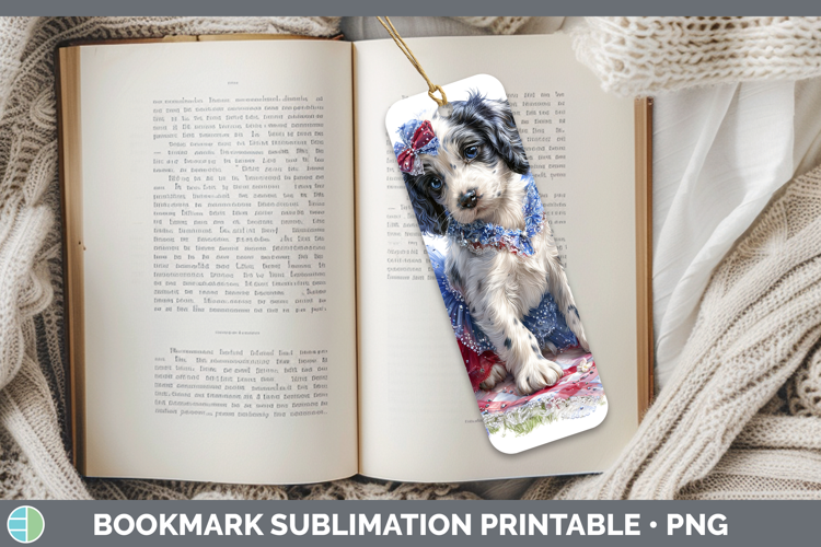 Dogs 05 Patriotic English Setter Black and White Bookmark Su