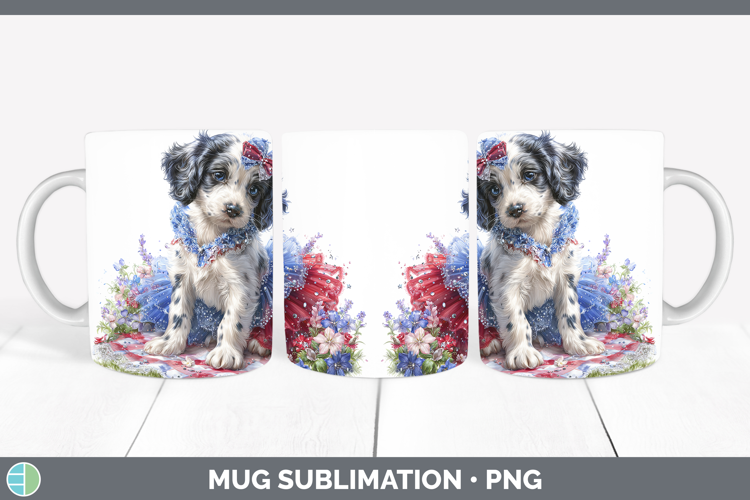 Dogs 05 Patriotic English Setter Black and White Mug Wrap Su