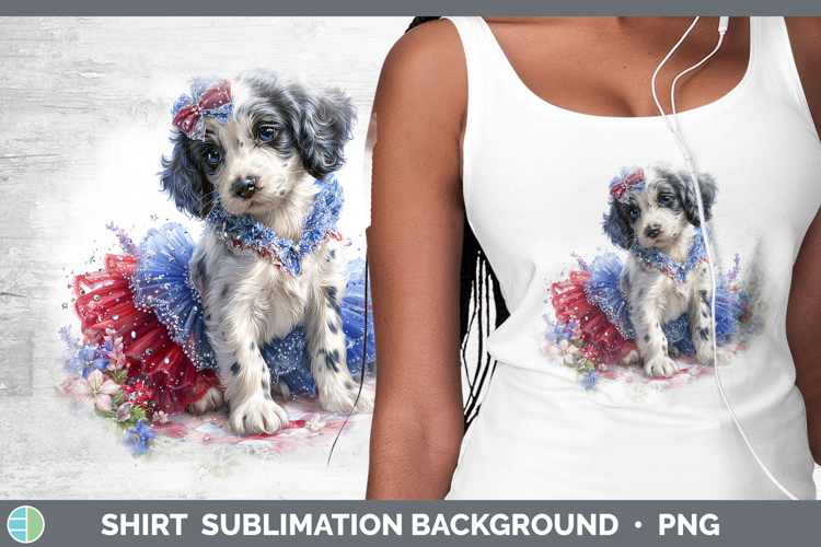 Dogs 05 Patriotic English Setter Black and White Shirt Subli