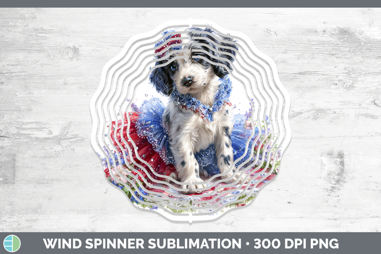 Dogs 05 Patriotic English Setter Black and White Wind Spinne