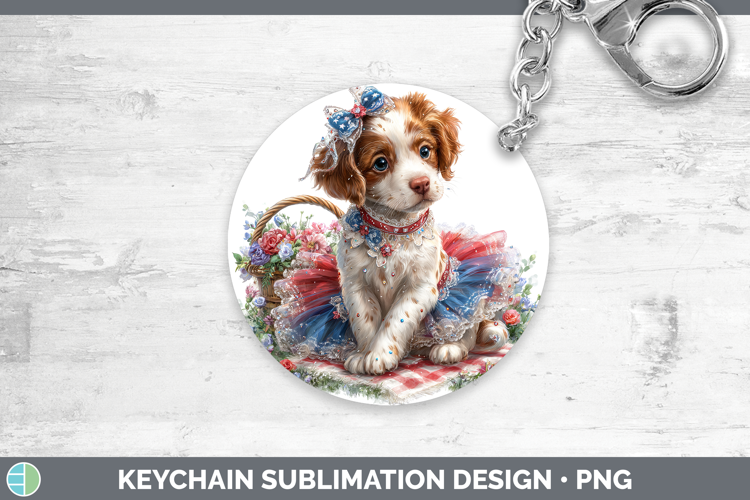 Dogs 05 Patriotic English Setter Red and White Keychain Subl