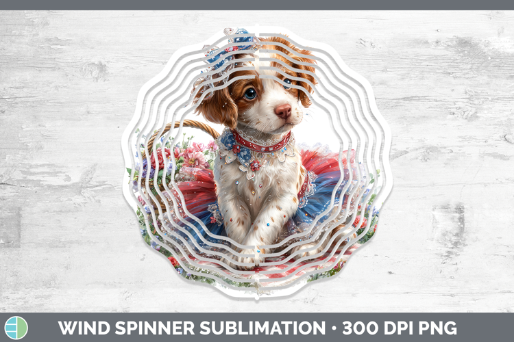 Dogs 05 Patriotic English Setter Red and White Wind Spinner