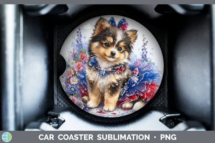 Dogs 05 Patriotic Finnish Lapphund Car Coaster Sublimation