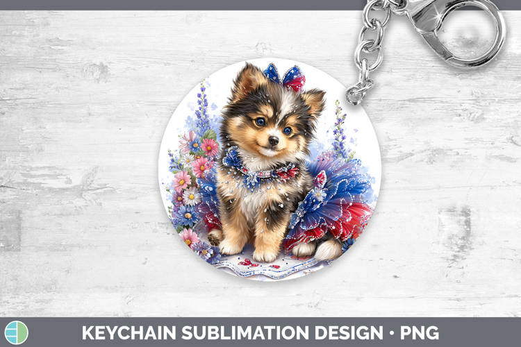 Dogs 05 Patriotic Finnish Lapphund Keychain Sublimation Keyr