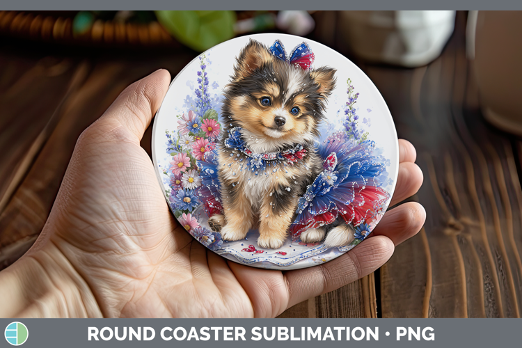 Dogs 05 Patriotic Finnish Lapphund Round Coaster Sublimation
