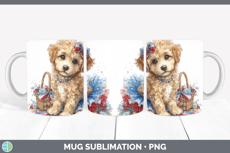 Dogs 05 Patriotic Labradoodle Mug Wrap Sublimation Coffee Cu