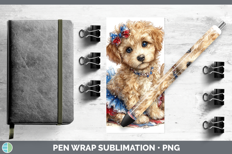 Dogs 05 Patriotic Labradoodle Pen Wrap Sublimation Pen Desig