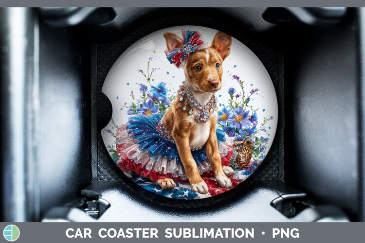 GorgeousDogs 05 Patriotic Car Coaster design.
