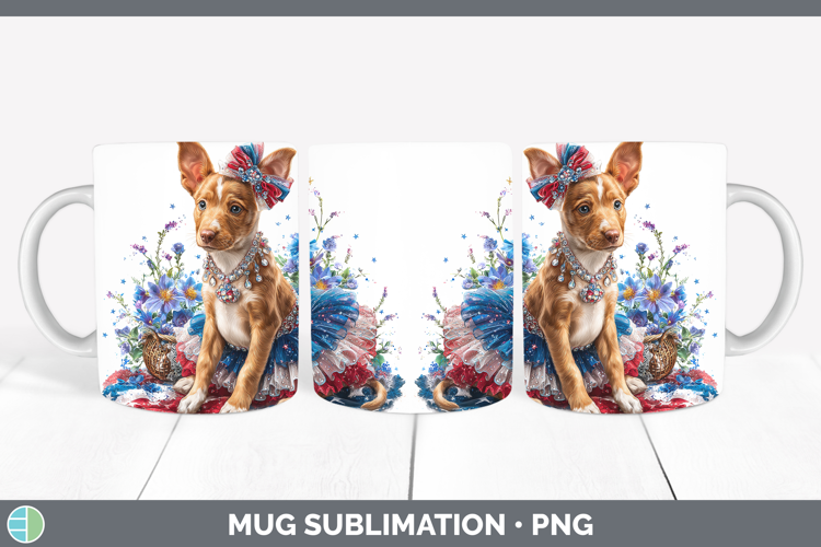 Dogs 05 Patriotic Podenco Canario Mug Wrap Sublimation Coffe