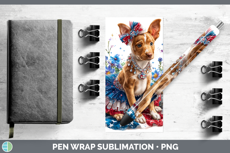 Dogs 05 Patriotic Podenco Canario Pen Wrap Sublimation Pen D