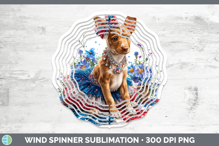 Dogs 05 Patriotic Podenco Canario Wind Spinner Sublimation S