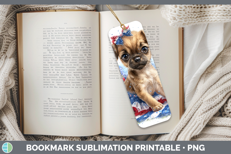 Dogs 05 Patriotic Puggle Bookmark Sublimation Printable Desi