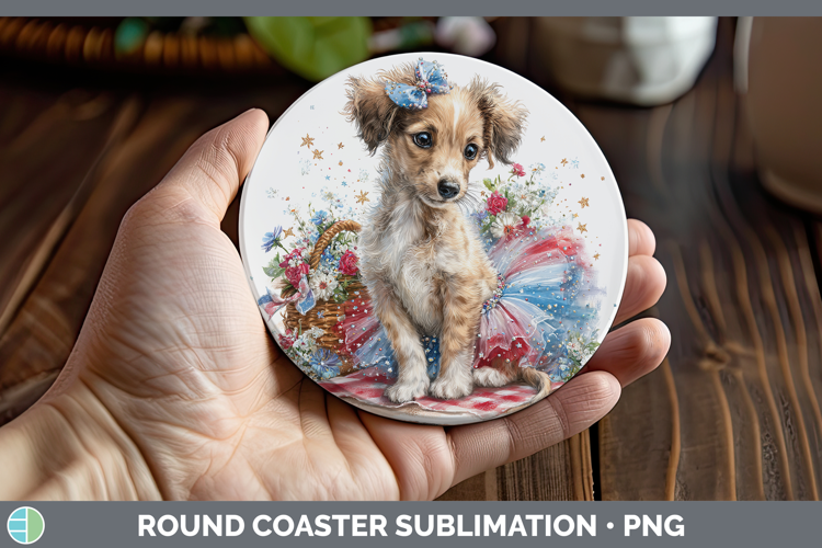 Dogs 05 Patriotic Saluki Round Coaster Sublimation Coaster D