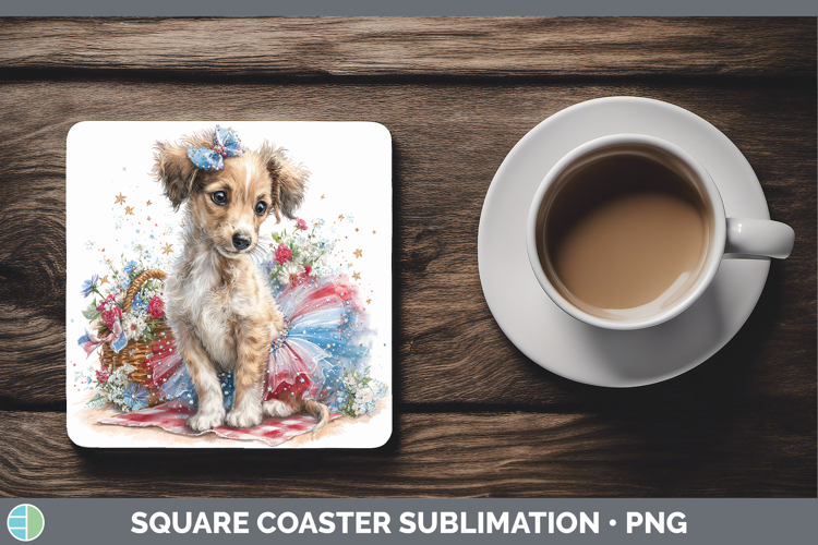 Dogs 05 Patriotic Saluki Square Coaster Sublimation Coaster