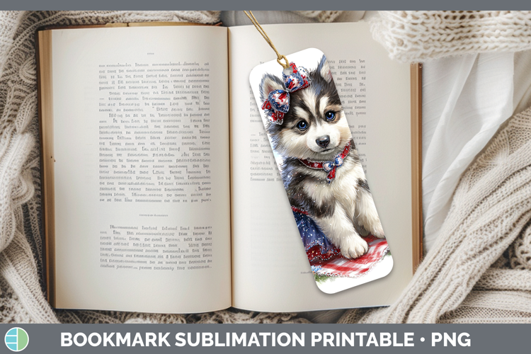 Dogs 05 Patriotic Siberian Husky Bookmark Sublimation Printa