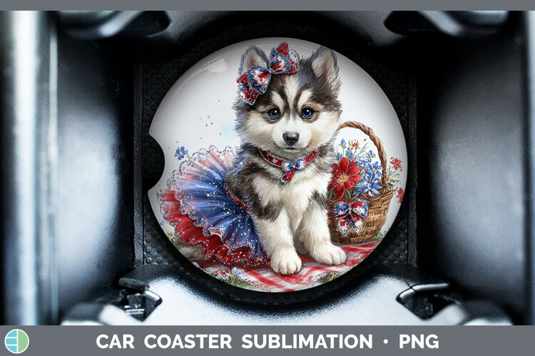GorgeousDogs 05 Patriotic Car Coaster design.