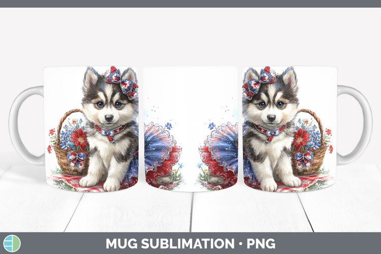 Dogs 05 Patriotic Siberian Husky Mug Wrap Sublimation Coffee