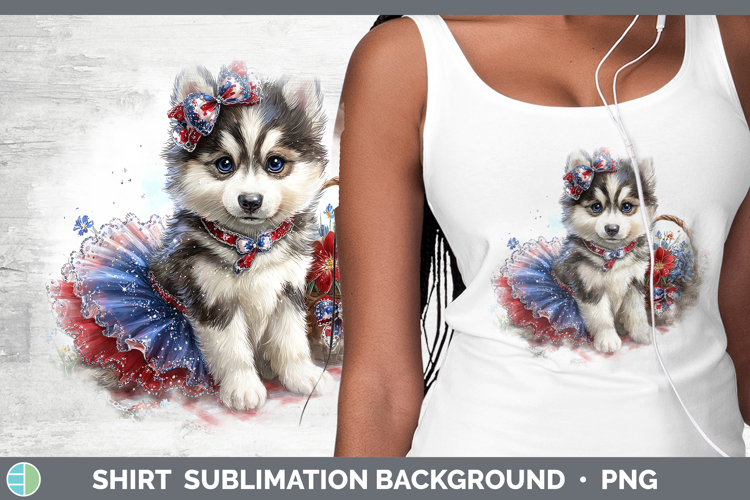 Dogs 05 Patriotic Siberian Husky Shirt Sublimation Backgroun