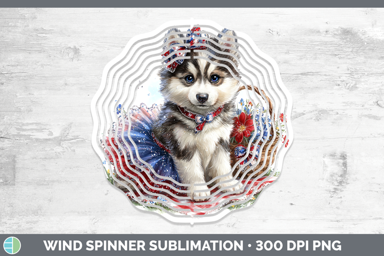 Dogs 05 Patriotic Siberian Husky Wind Spinner Sublimation Sp