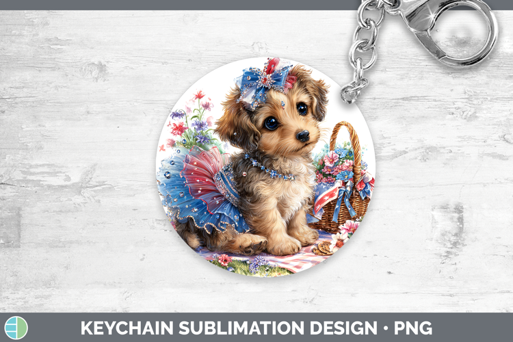 Dogs 05 Patriotic Warren Hound Keychain Sublimation Keyring