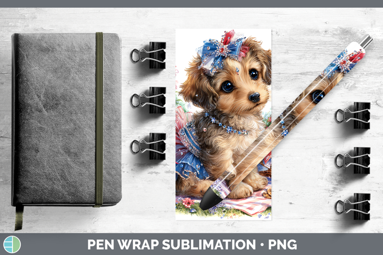 Dogs 05 Patriotic Warren Hound Pen Wrap Sublimation Pen Desi