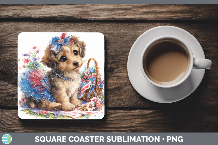 Dogs 05 Patriotic Warren Hound Square Coaster Sublimation Co