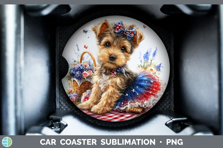 Dogs 05 Patriotic Welsh Terrier Car Coaster Sublimation Des