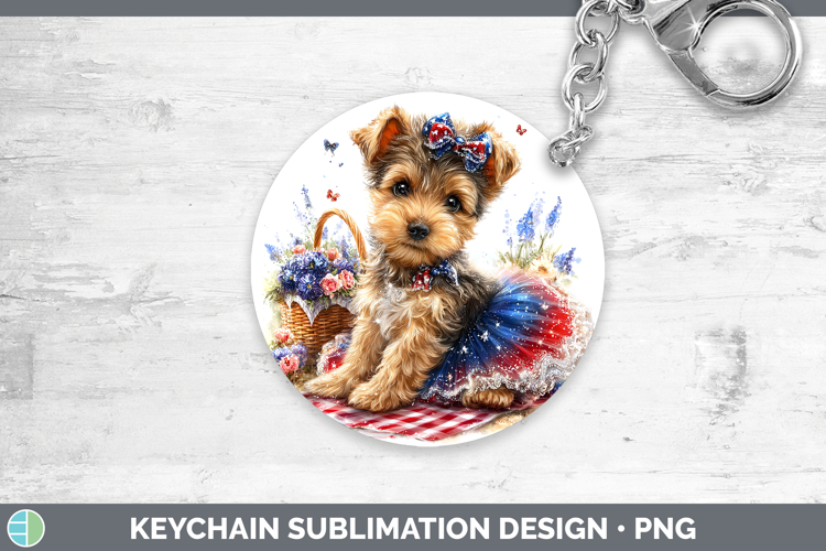 Dogs 05 Patriotic Welsh Terrier Keychain Sublimation Keyring