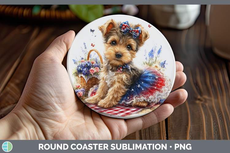 Dogs 05 Patriotic Welsh Terrier Round Coaster Sublimation Co