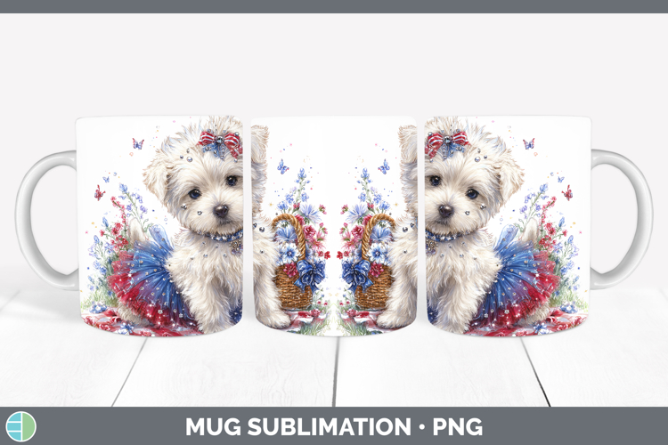 Dogs 05 Patriotic White Highland Terrier Mug Wrap Sublimatio