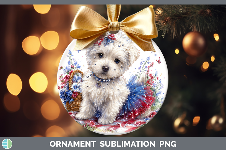 Dogs 05 Patriotic White Highland Terrier Ornament Sublimatio