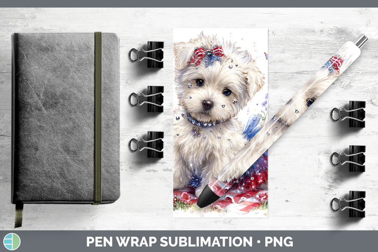 Dogs 05 Patriotic White Highland Terrier Pen Wrap Sublimatio