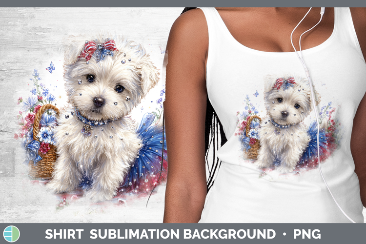 Dogs 05 Patriotic White Highland Terrier Shirt Sublimation B