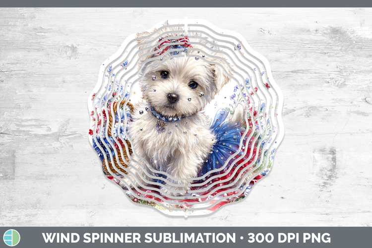 Dogs 05 Patriotic White Highland Terrier Wind Spinner Sublim