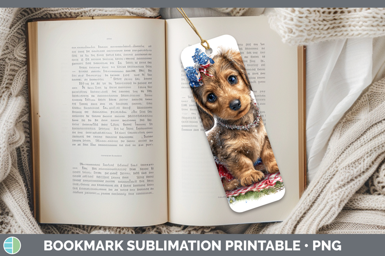 Dogs 05 Patriotic Wire Haired Dachshund Bookmark Sublimation