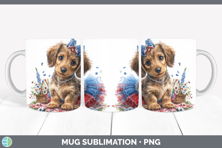Dogs 05 Patriotic Wire Haired Dachshund Mug Wrap Sublimation