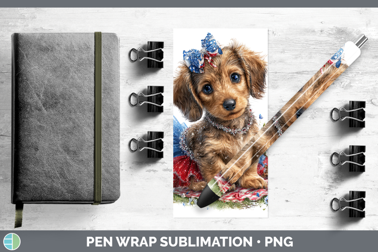 Dogs 05 Patriotic Wire Haired Dachshund Pen Wrap Sublimation