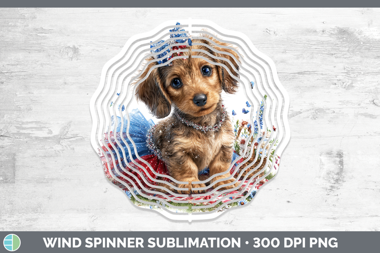 Dogs 05 Patriotic Wire Haired Dachshund Wind Spinner Sublima