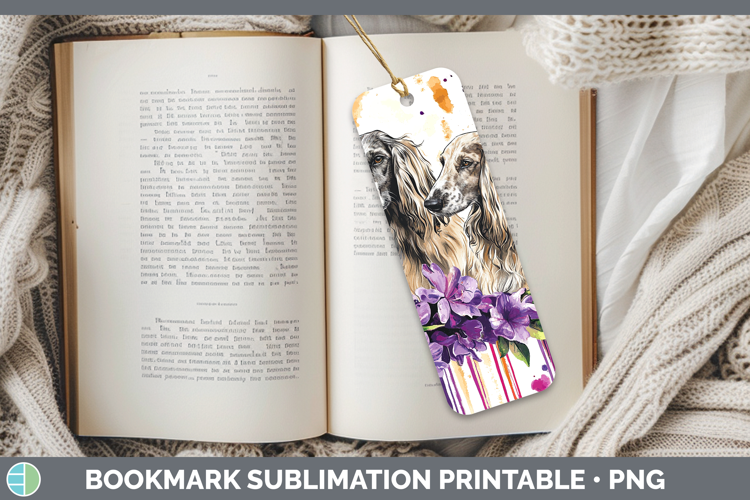 Dogs 05 Purple Drips Afghan Hound Bookmark Sublimation Print