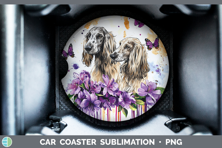 Dogs 05 Purple Drips Afghan Hound Car Coaster Sublimation D