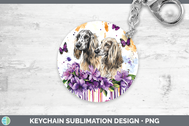 Dogs 05 Purple Drips Afghan Hound Keychain Sublimation Keyri