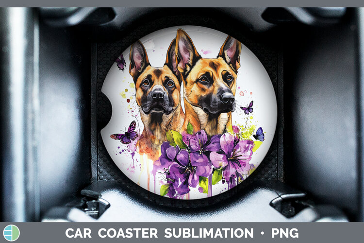 GorgeousDogs 05 Purple Drips Car Coaster design.