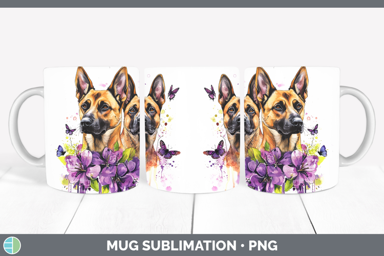 Dogs 05 Purple Drips Belgian Malinois Mug Wrap Sublimation C