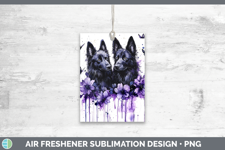 Dogs 05 Purple Drips Belgian Sheepdog Air Freshener Sublimat